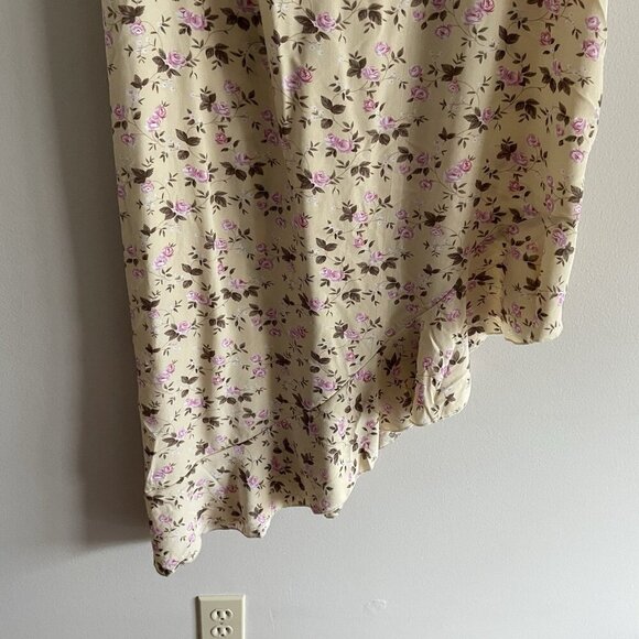 SHEIN Curve Women 1XL Yellow Ditsy Floral Unity Asymmetrical Ruffle Cami Dress - Picture 3 of 10